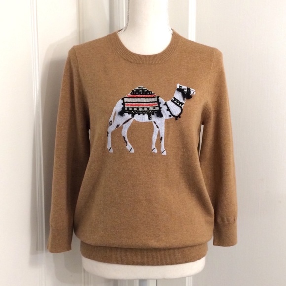 J. Crew Sweaters - NWT! J. Crew Camel Embroidered Cashmere Sweater